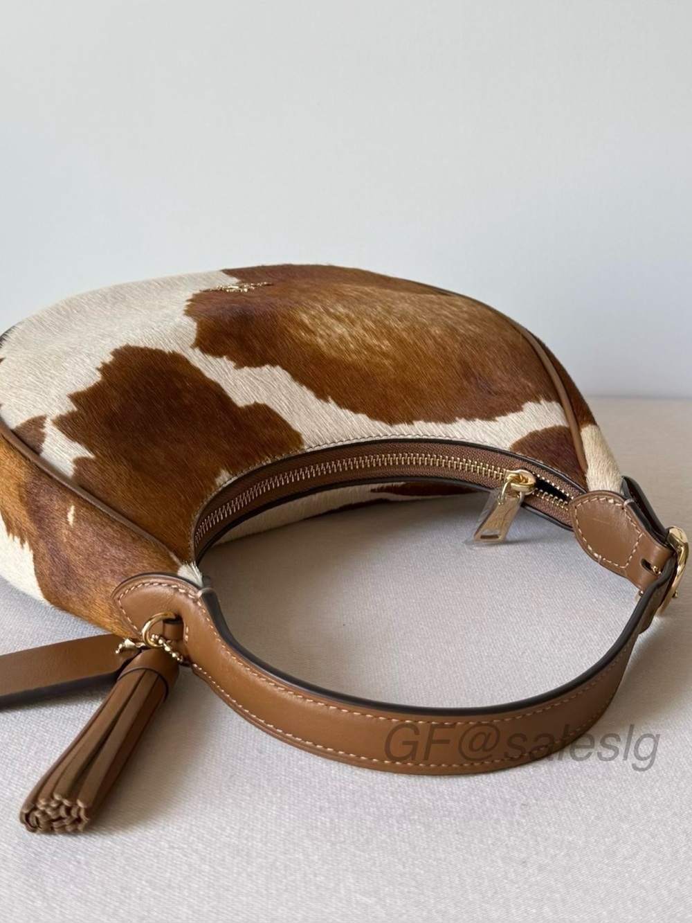NWT Coach Emily Shoulder & Crossbody Bag In Haircalf With Cow Print Gold CDX23 - Picture 10 of 15